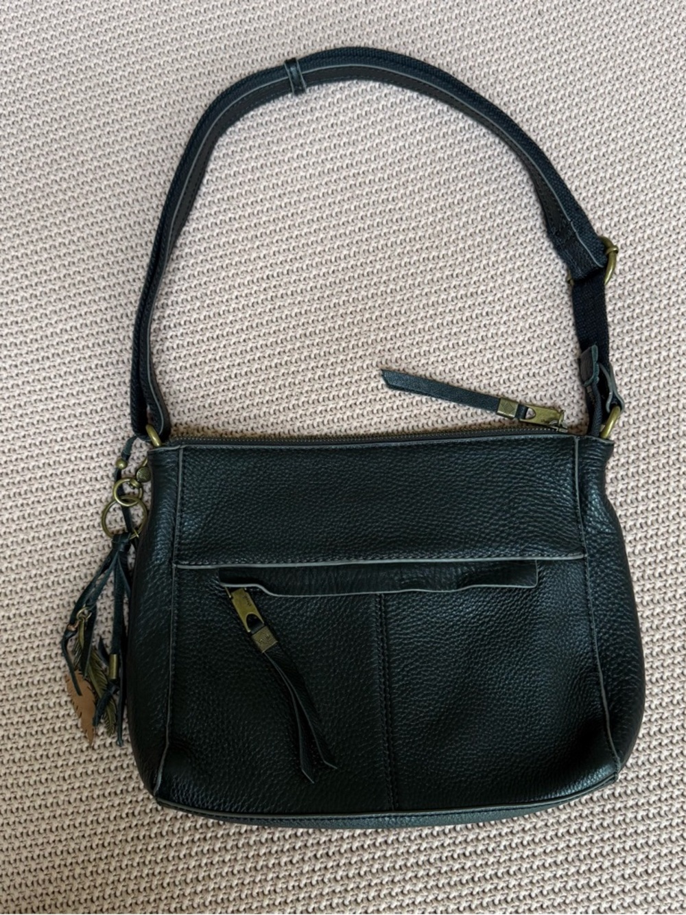 The Sak Classic Black Leather Shoulder Bag - Women's